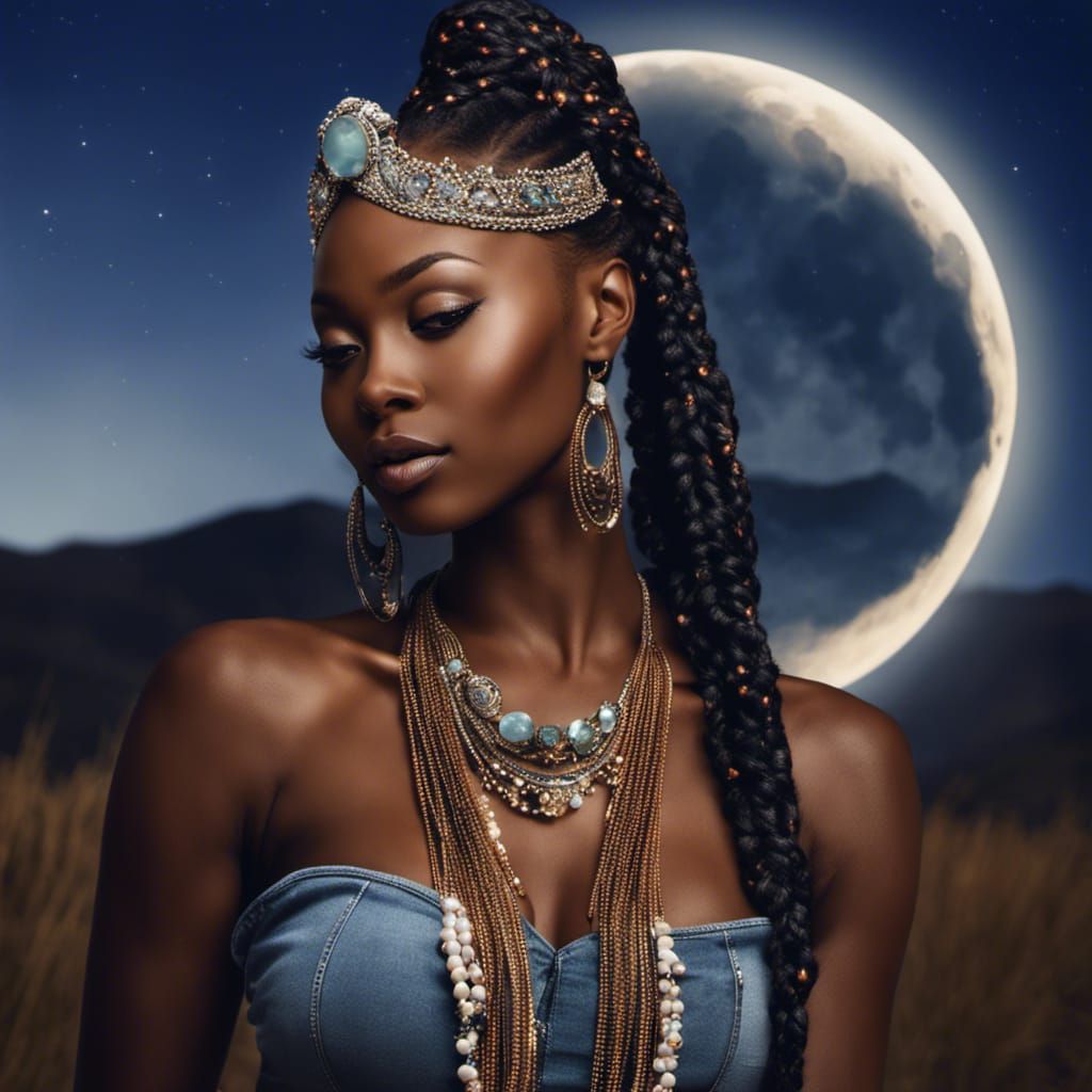 Curvy African Goddess with Gemstone Tiara