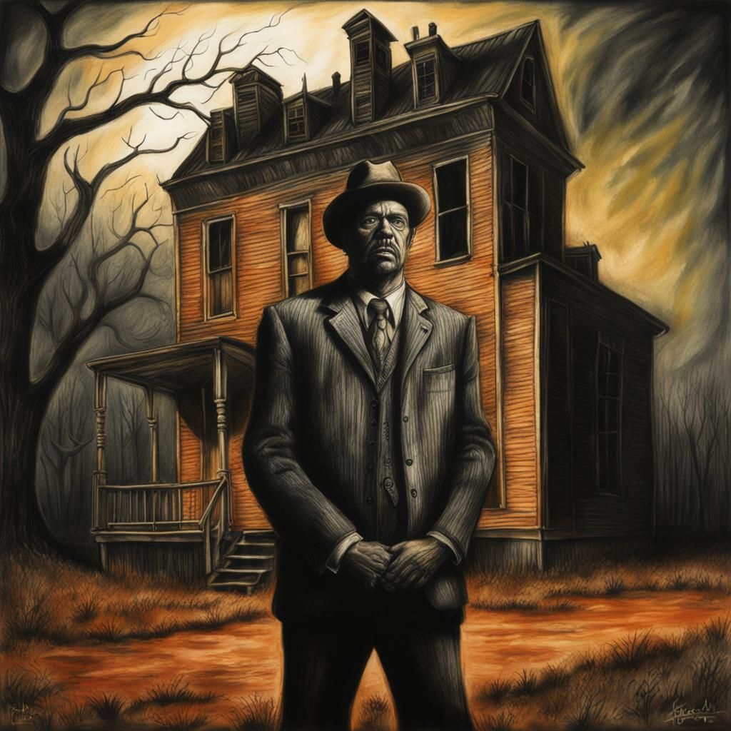Southern Gothic Album Cover in Charcoal Style