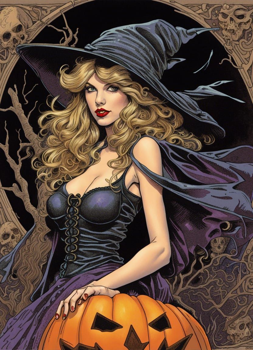 Taylor Swift as Halloween Witch Pinup