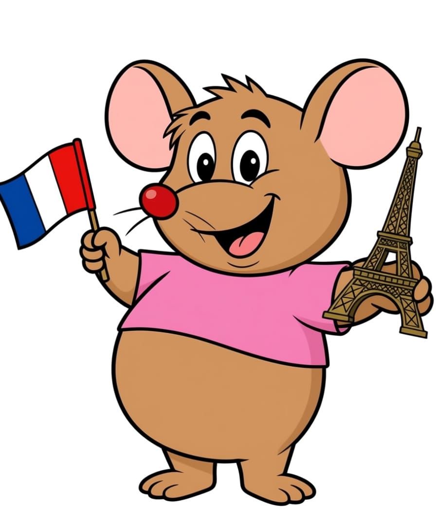 Gus Gus the Mouse Character in Classic 2D Cartoon Style