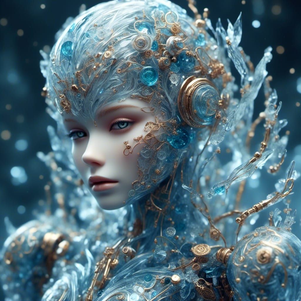 Realistic Humanoid Robot in Dystopian Landscape