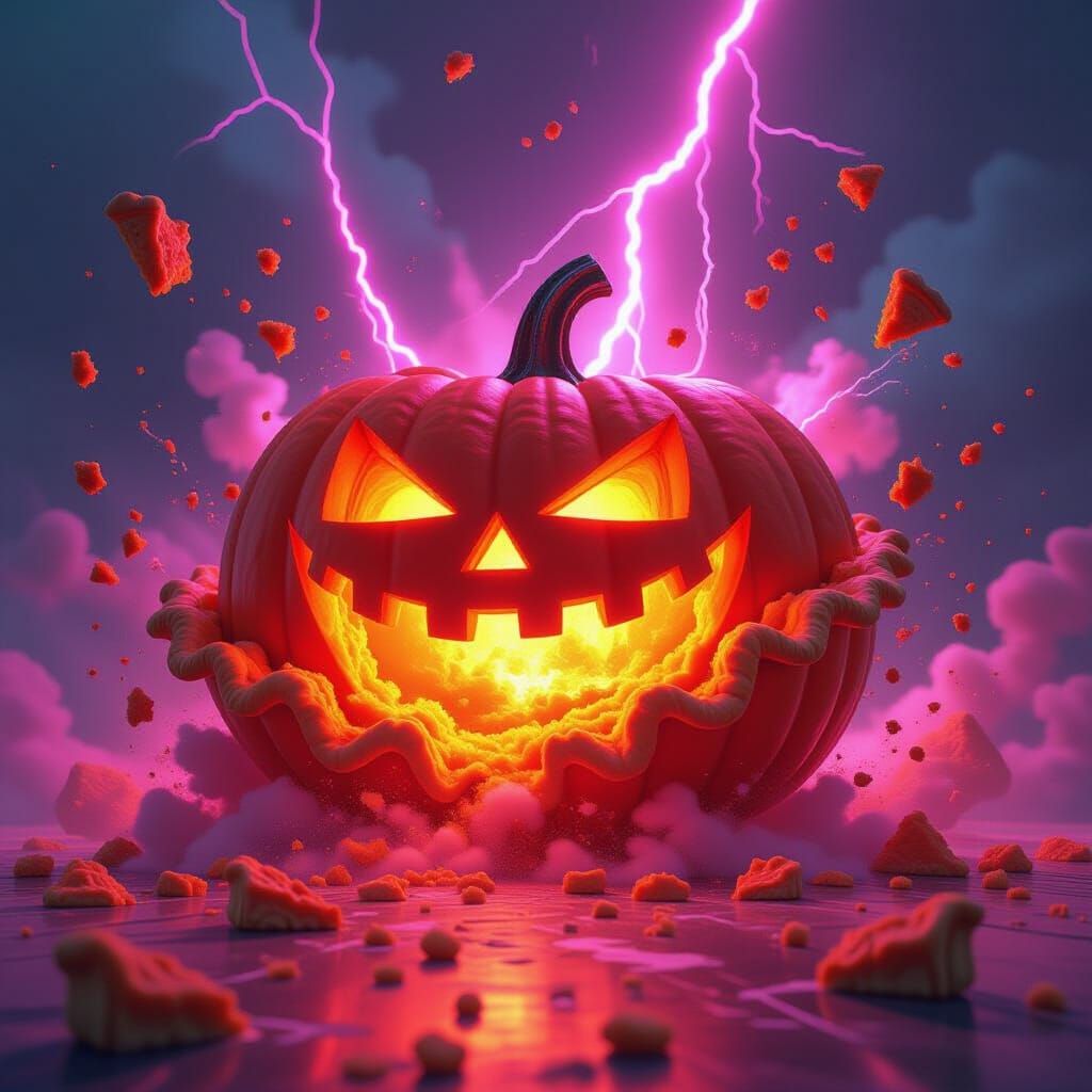 Exploding Pumpkin Pie in Pink Lightning Strike
