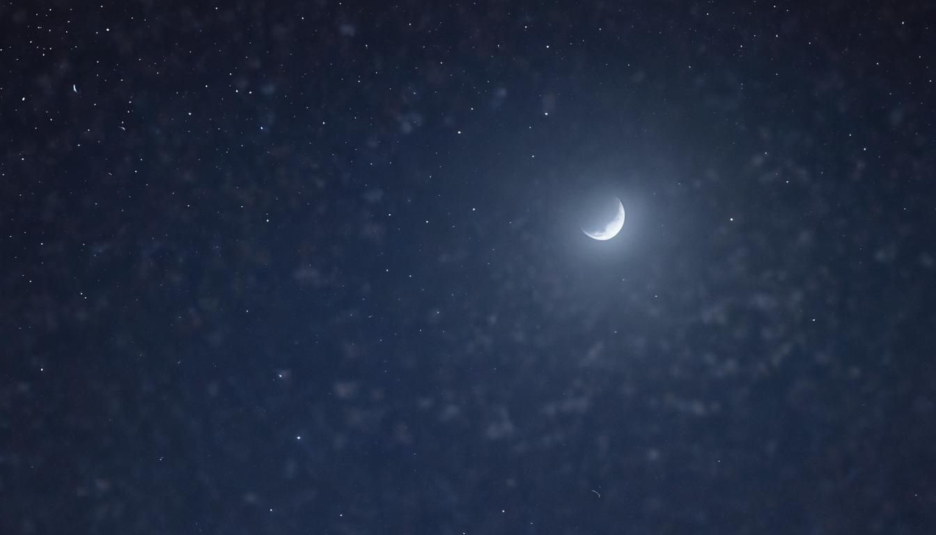Crescent Moon Shines in Starry Night Sky