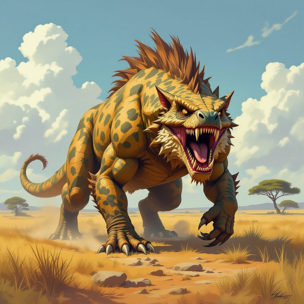 African Razorbeast Roaming the Savannah