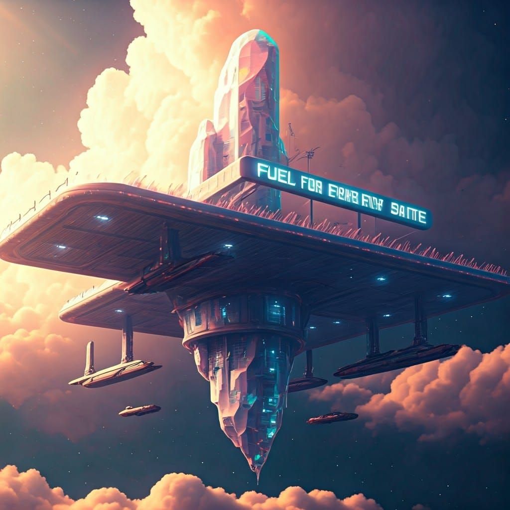 Futuristic Alien Gas Station in Deep Space