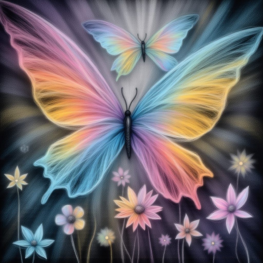 Pastel chalk butterflies