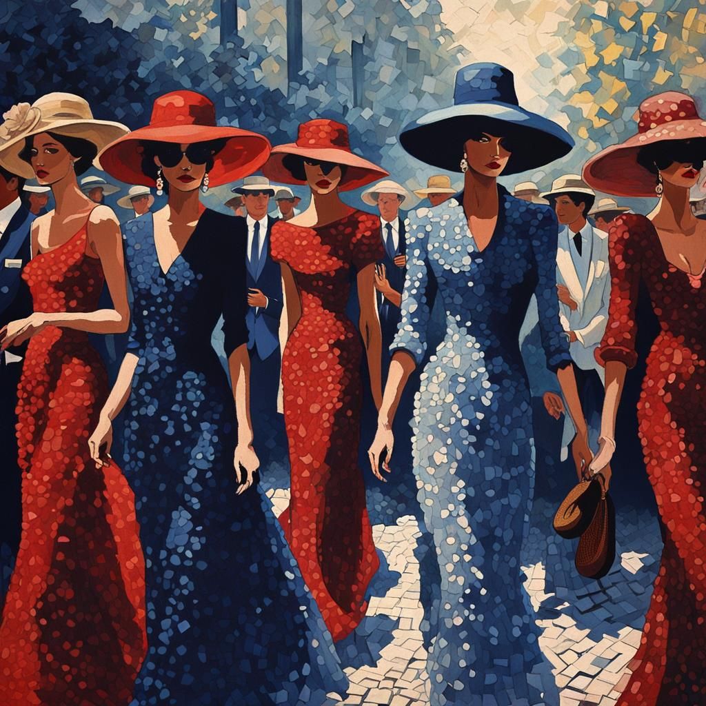 Paris Fashion Festival: Supermodels in Pointillist Style