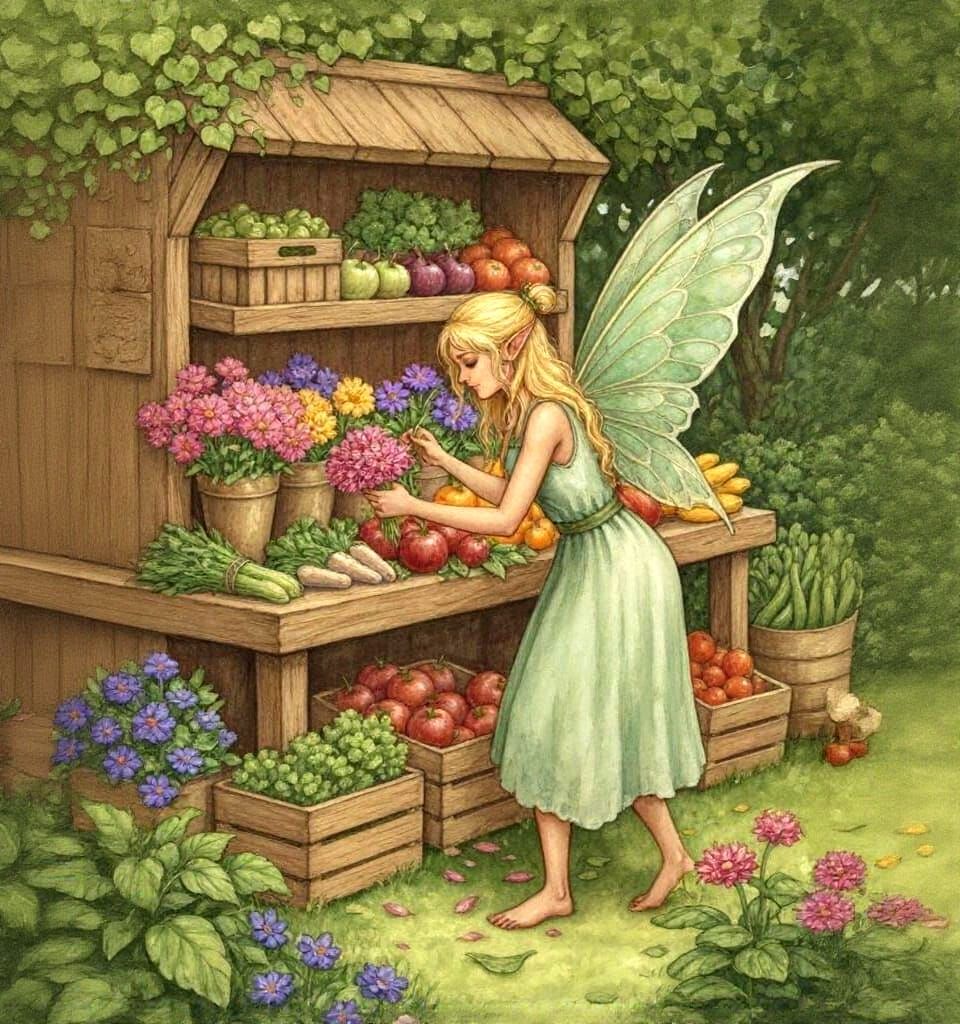 Enchanting Faerie Farmstand Scene