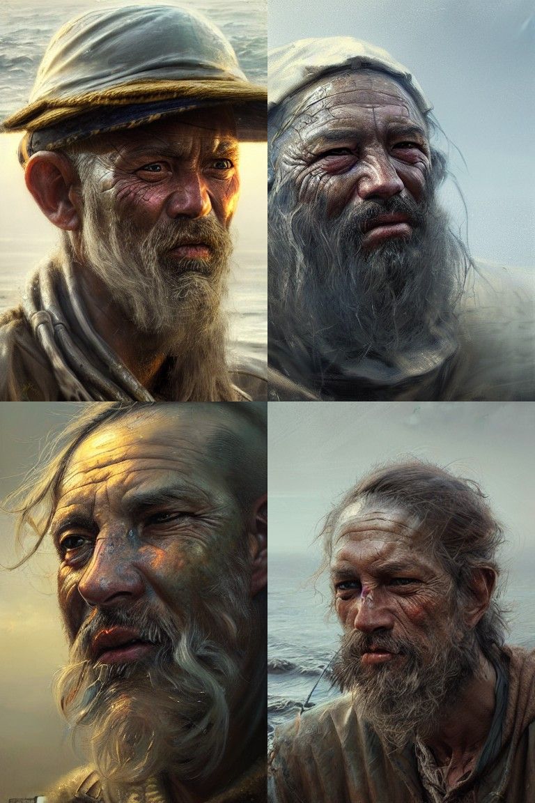 Hyperrealistic Fisherman Portrait in Expressionist Style
