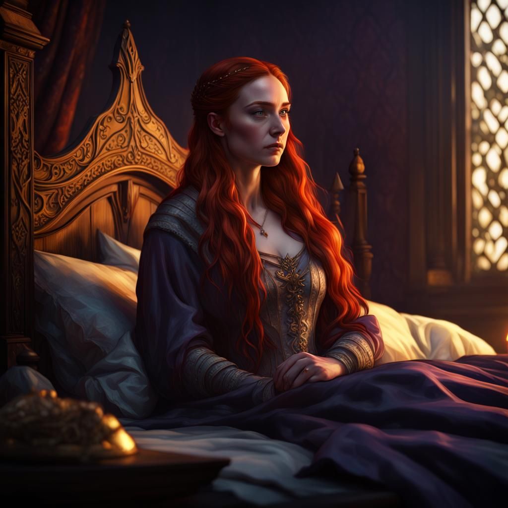 Sansa Stark Dream in Hyperdetailed Dark Fantasy Art