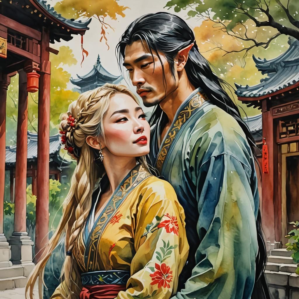 Novel-in-progress characters in watercolor 11 - Ren & Hei®