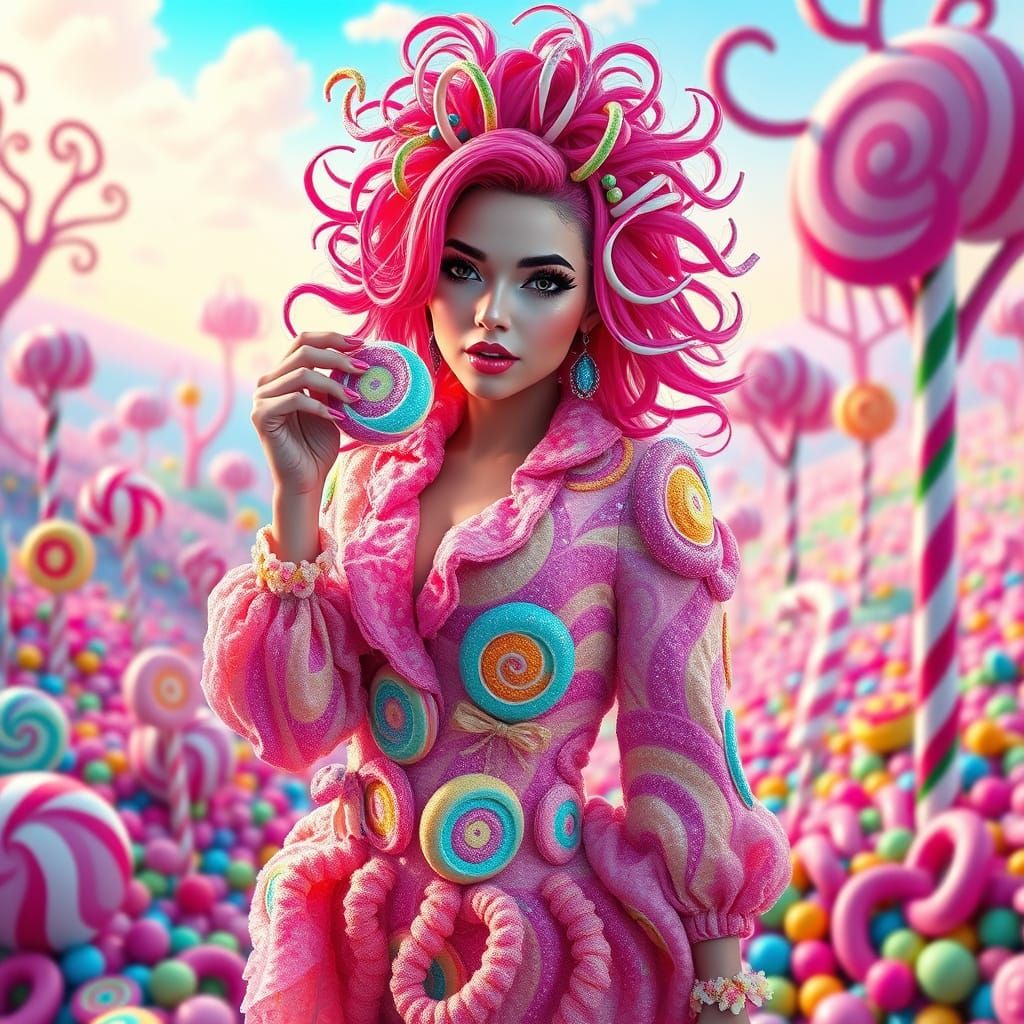 Candy Woman in Sugary Wonderland: Digital Art