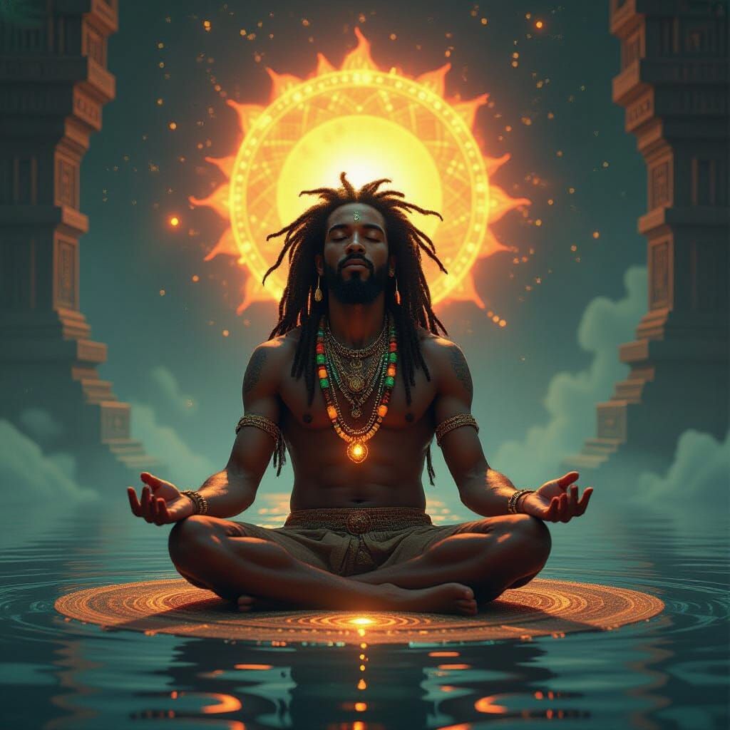 Cosmic Reggae Meditation in Afrofuturist Babylon