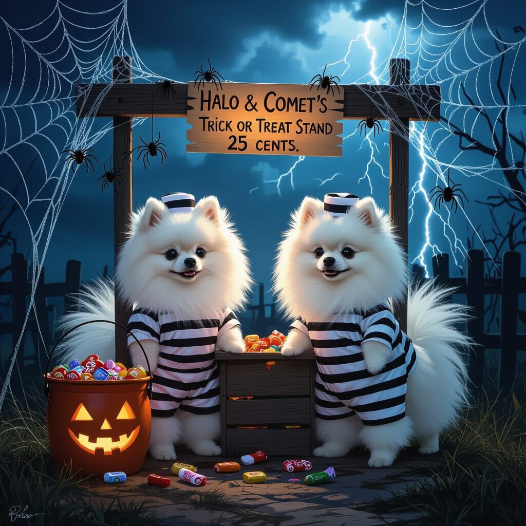 Pomeranians in Prisoner Outfits Run Haunted Trick-or-Treat S...