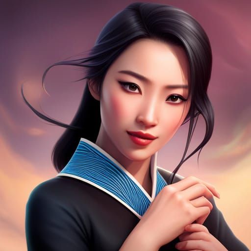 Mulan Portrait in Hyperdetailed Concept Art Style