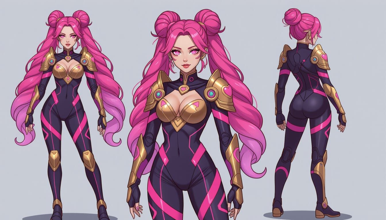 Anime Cyberpunk Girl with Pink Hair and Armor