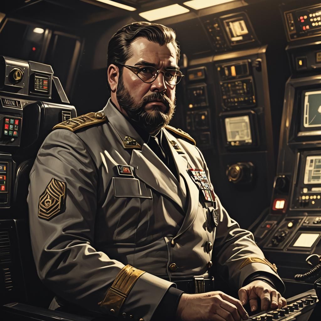 Overweight Imperial Officer in Film Noir Lighting