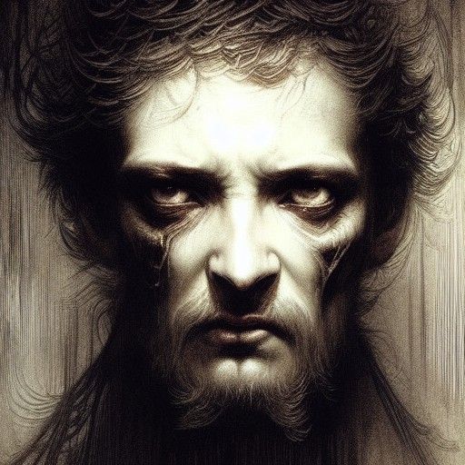 Horror Image of Deep Set Eyes in Etching Style