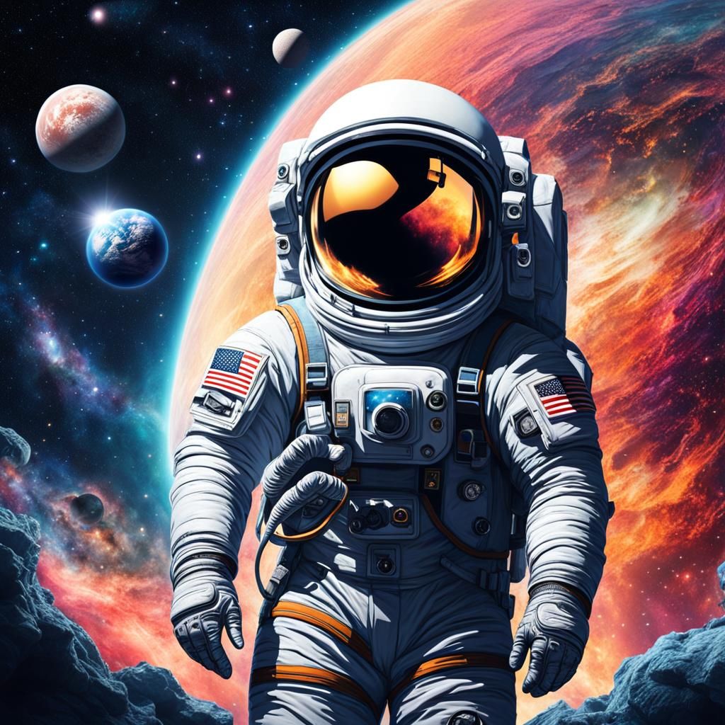 Astronaut Floating in a Beautiful Universe