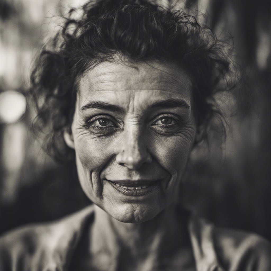 Intimate Portrait of a Smirking Woman