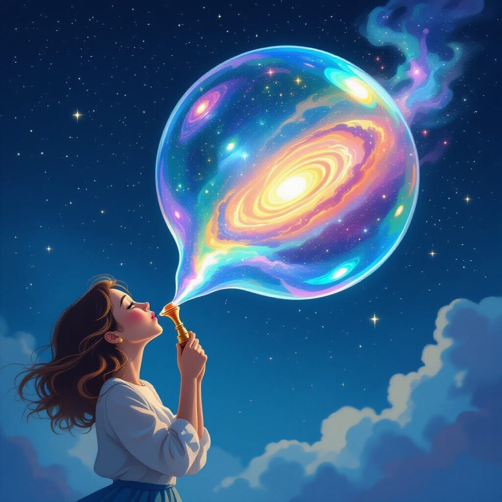 Galactic Bubble Blower in Space Art Style
