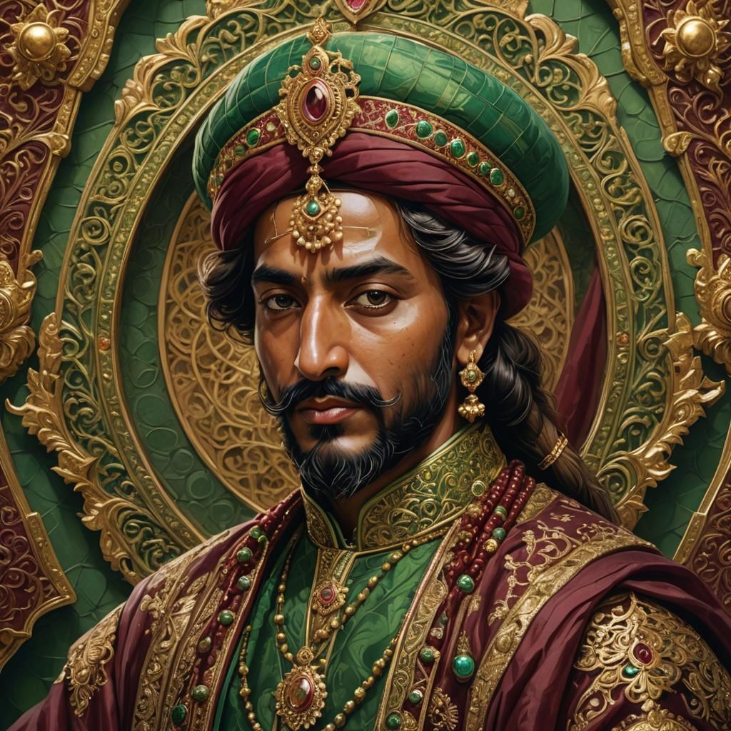 Shah Jahan in Ornate Jewelry, Macro Photography