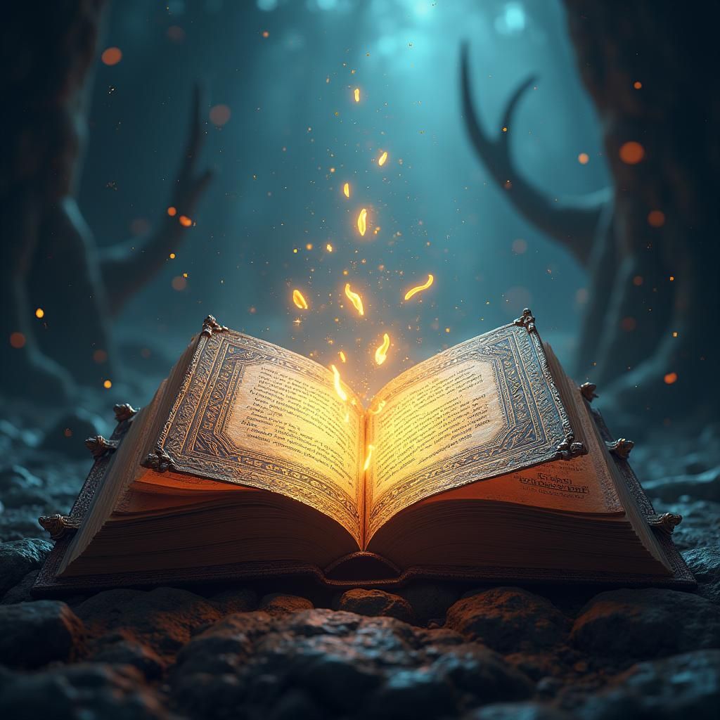 Mystical Glowing Tome in Fantasy Art Style