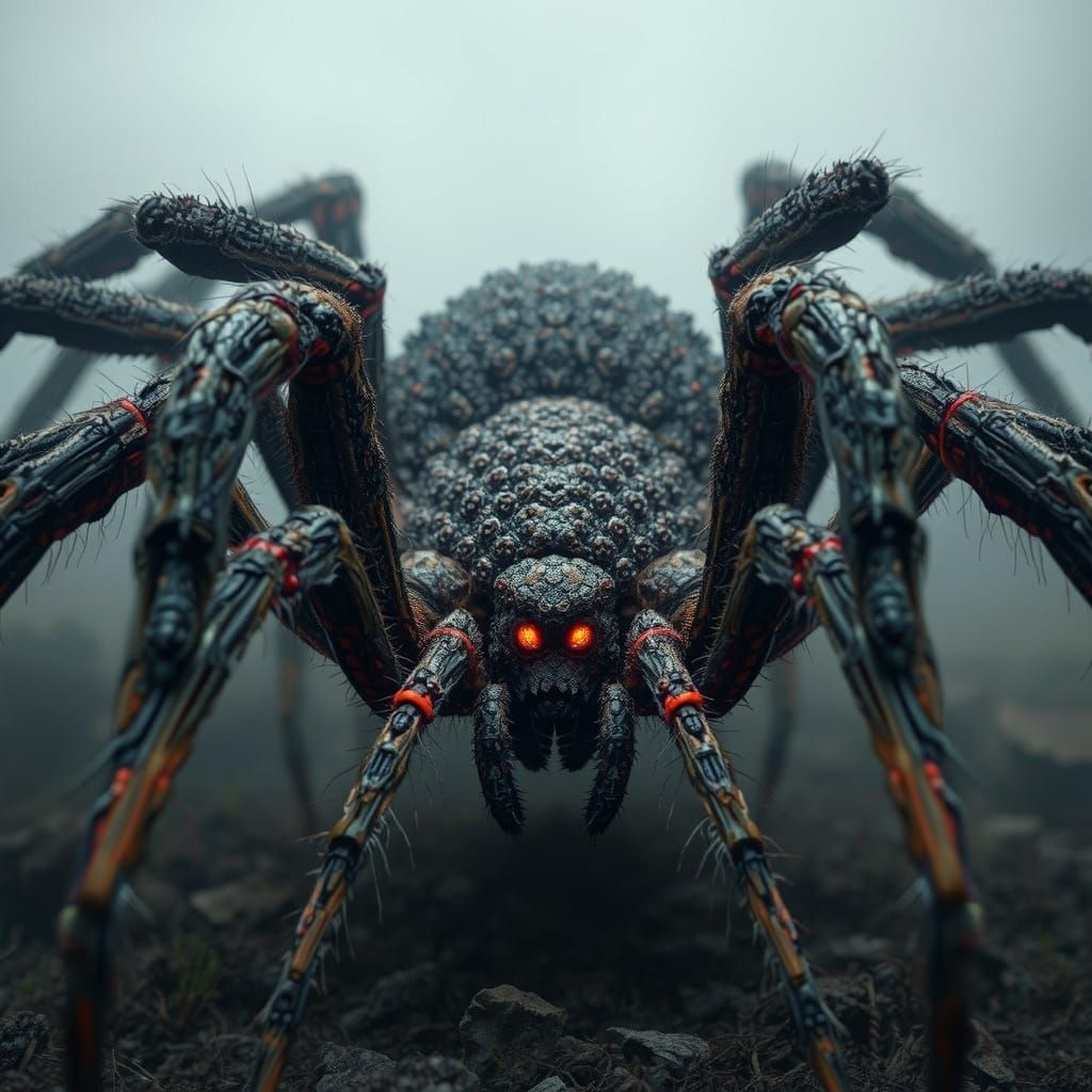 Giant Spider Composed of Smaller Spiders in Dark Fantasy Sty...