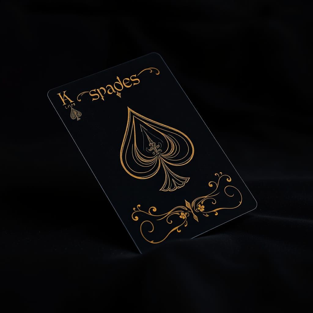 Elegant Black Spade Card with Gold Filigree