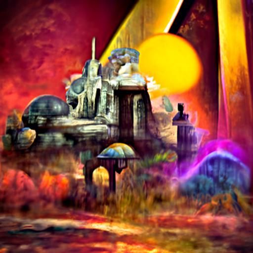 Art Deco Meets Baroque Architecture in Detailed Painting