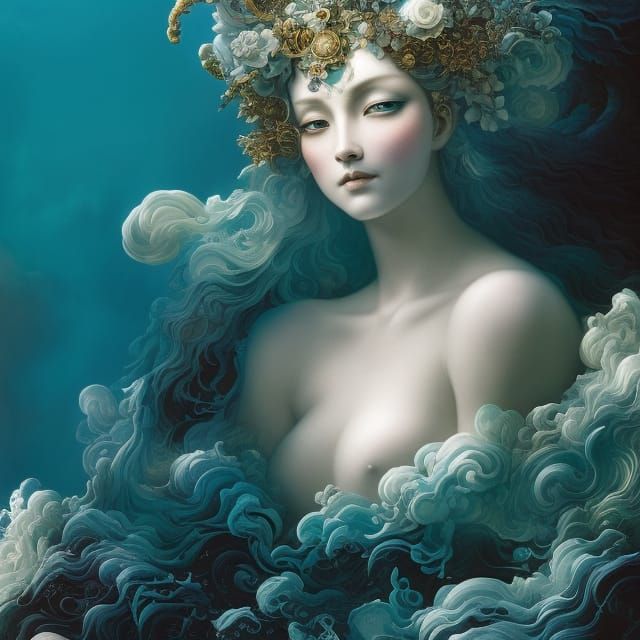 Goddess of Water: Hyperdetailed Fantasy Illustration