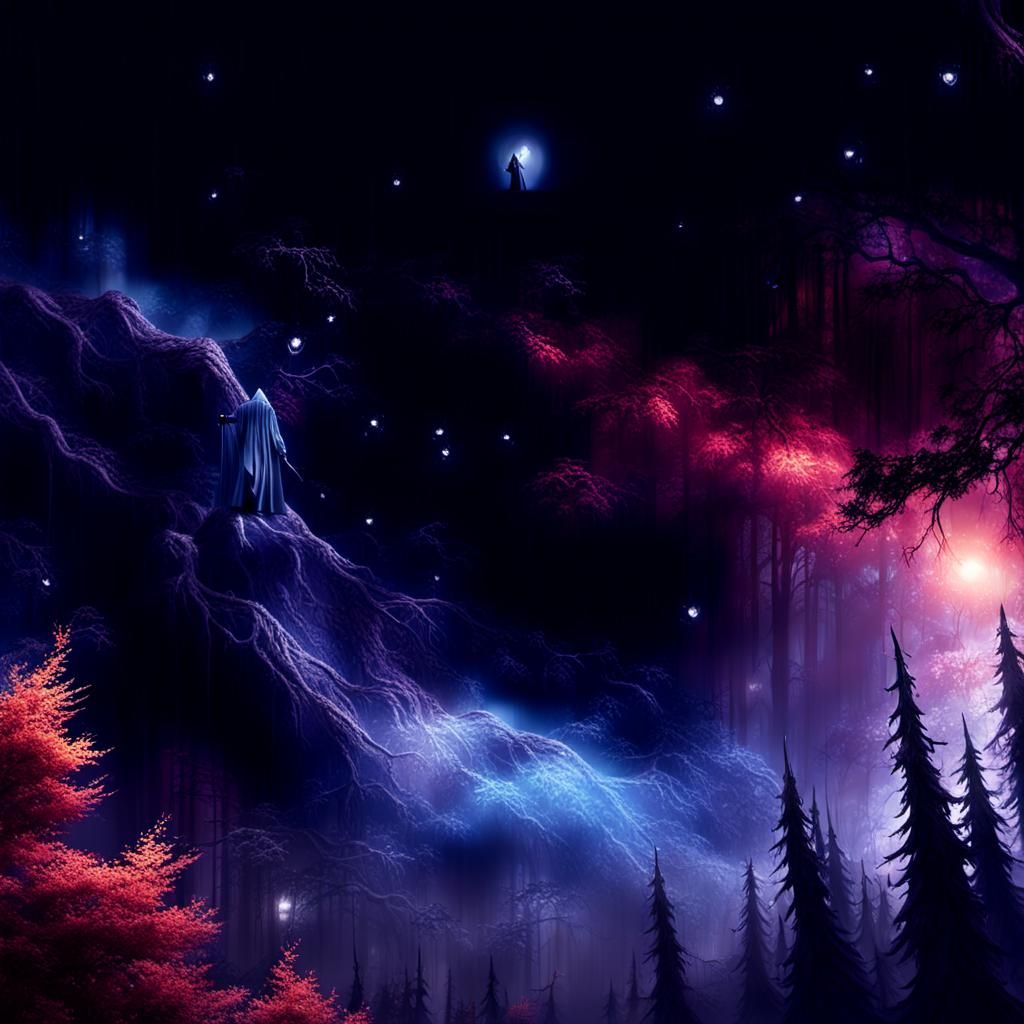Grim Reaper in Mystical Forest: Fantasy Art