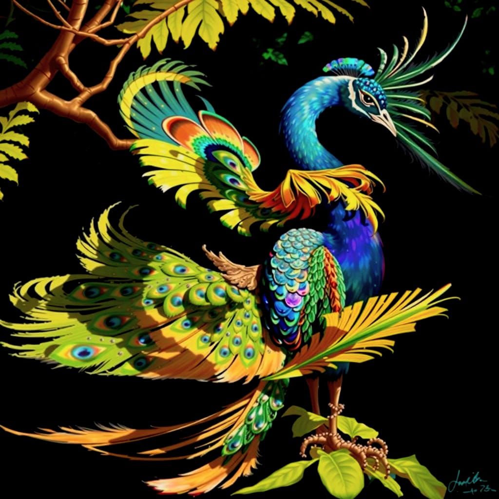 Vibrant Peacock Display