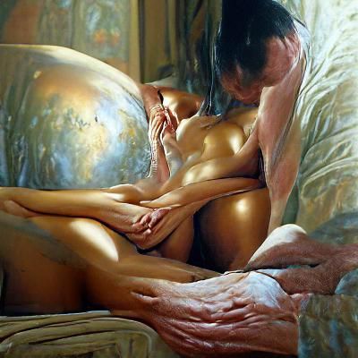 Expressive Oil Painting of Love and Longing