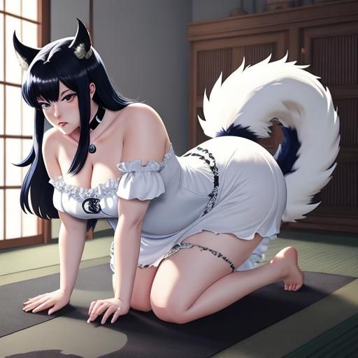 Anime Style Beast Woman in Revealing Nightie