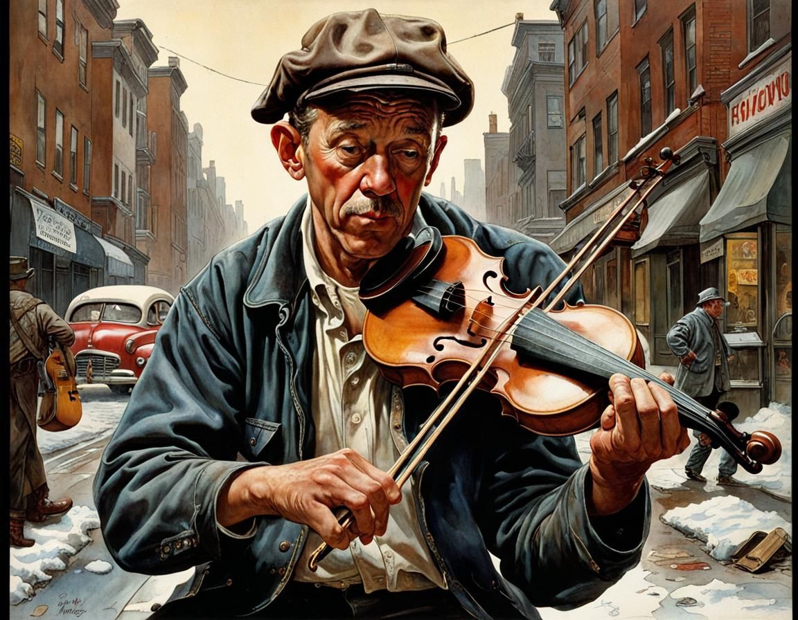 Homeless Violinist: Vintage Comic Biopunk Fantasy