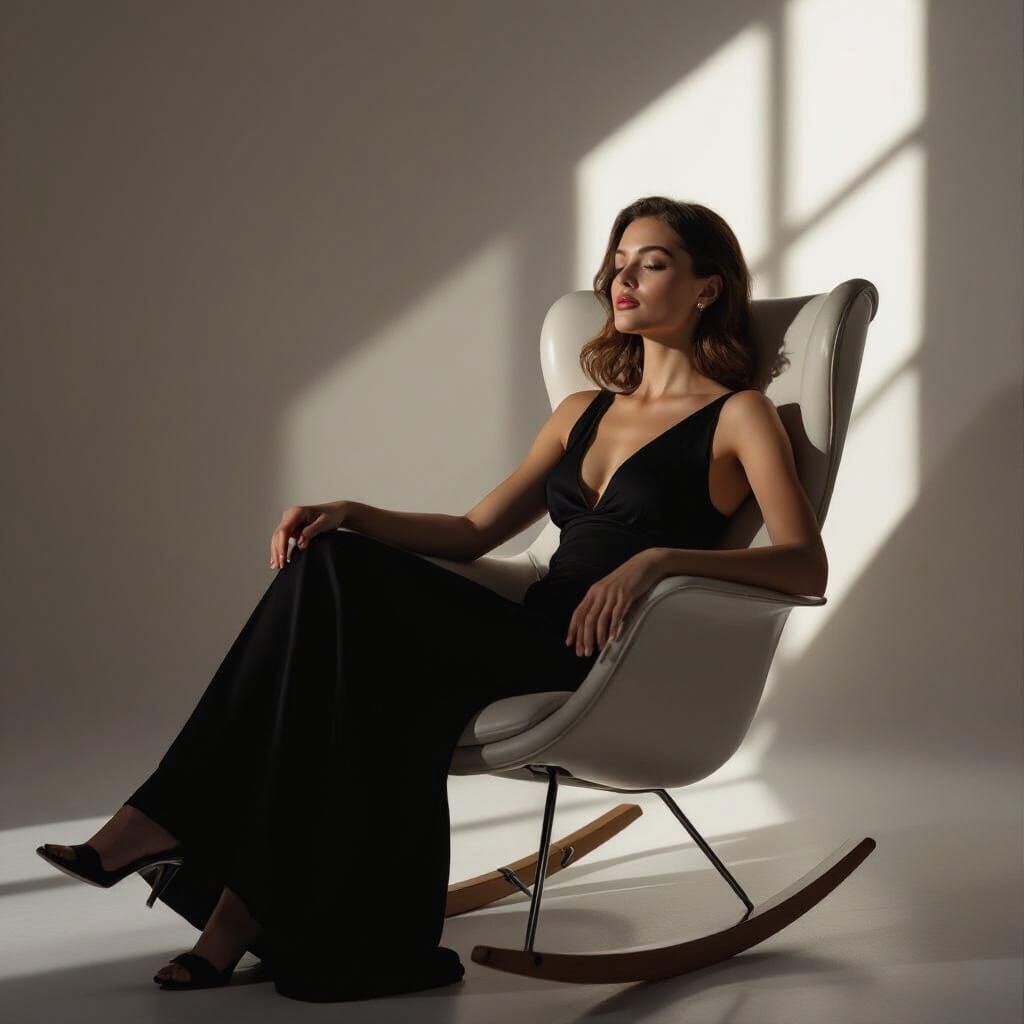 Elegant Woman in Dimly Lit Studio, Crewdson Style