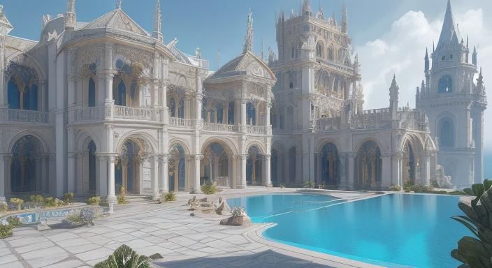 Opulent Rococo Resort Mansion with Saltwater Pool
