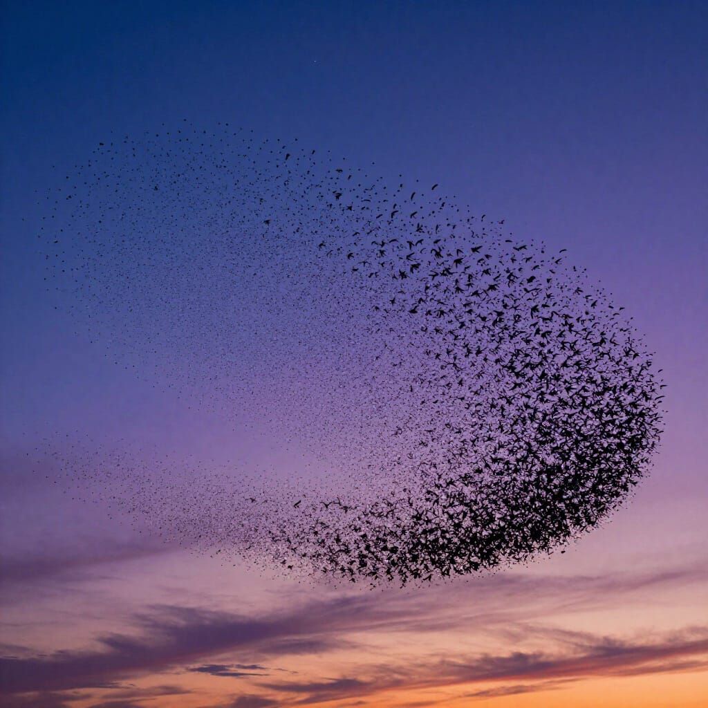 Breathtaking Starling Murmuration at Twilight