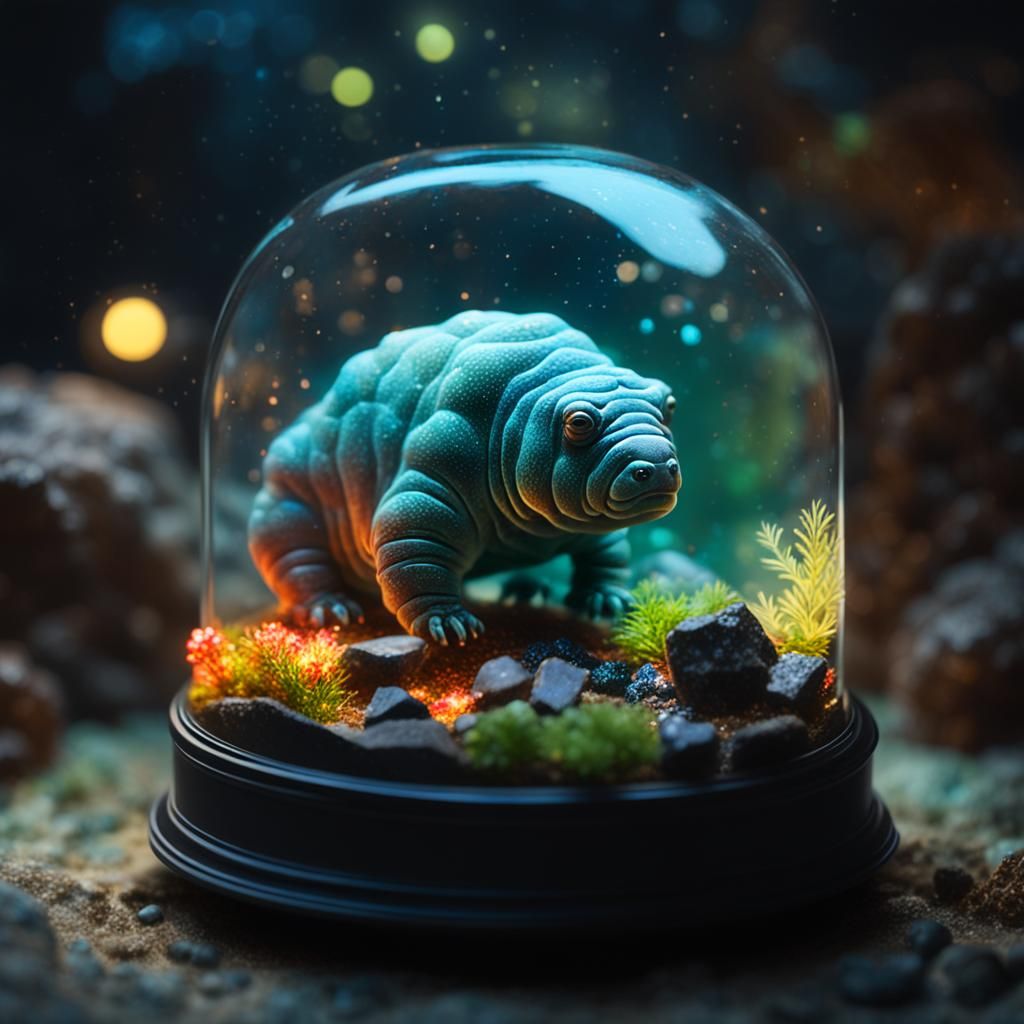 Ghost Tardigrade in Sparkling Mineral Terrarium
