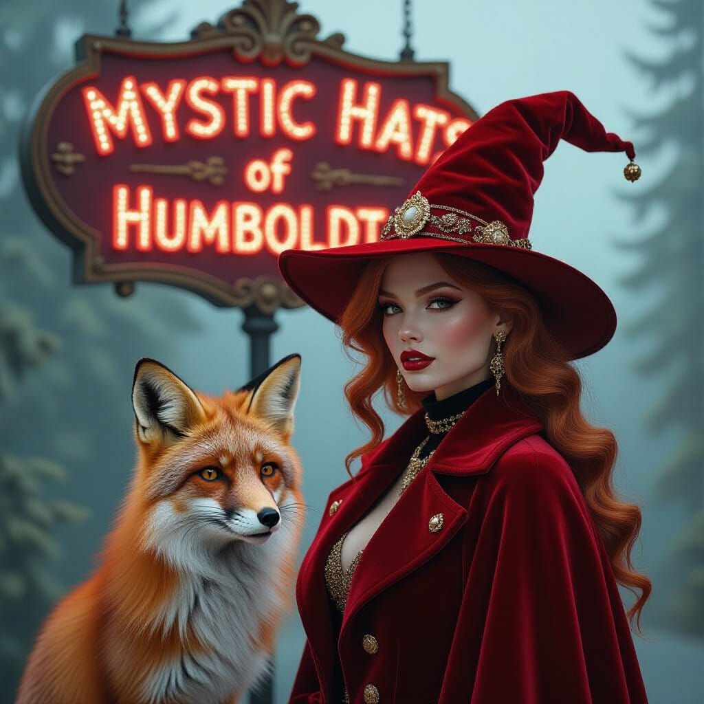 Red Fox & Red Witch in Futuristic Dreamlike Style