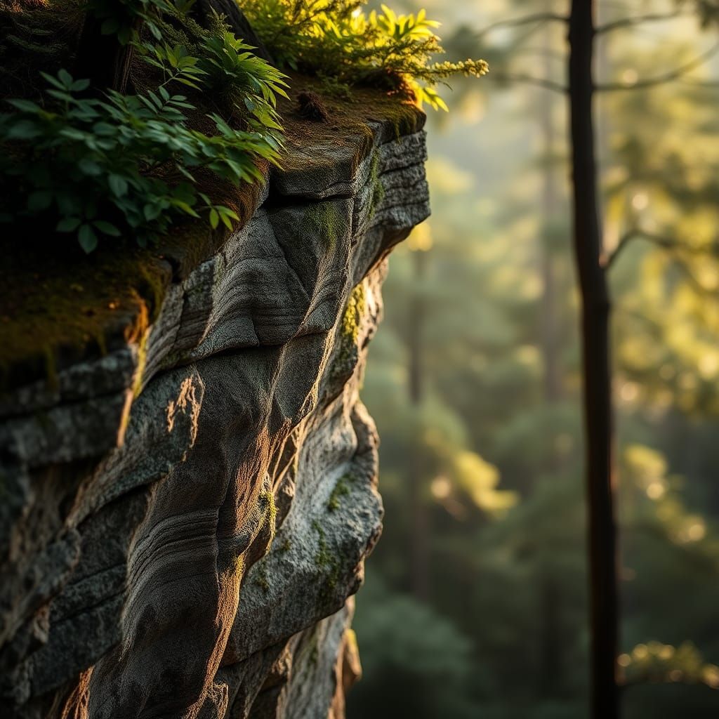 Asian Forest Cliff in Natural Light Photography