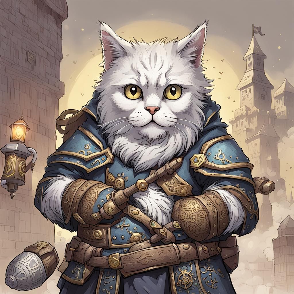 Dwarf Cat Cleric with Cracker