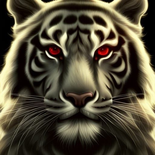 Majestic White Tiger with Red Eyes