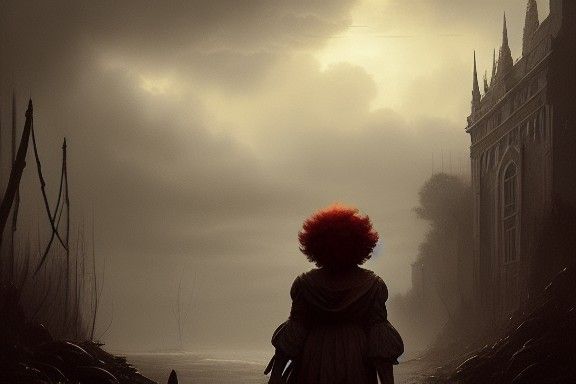 Hyperdetailed Pennywise in Ominous Landscape