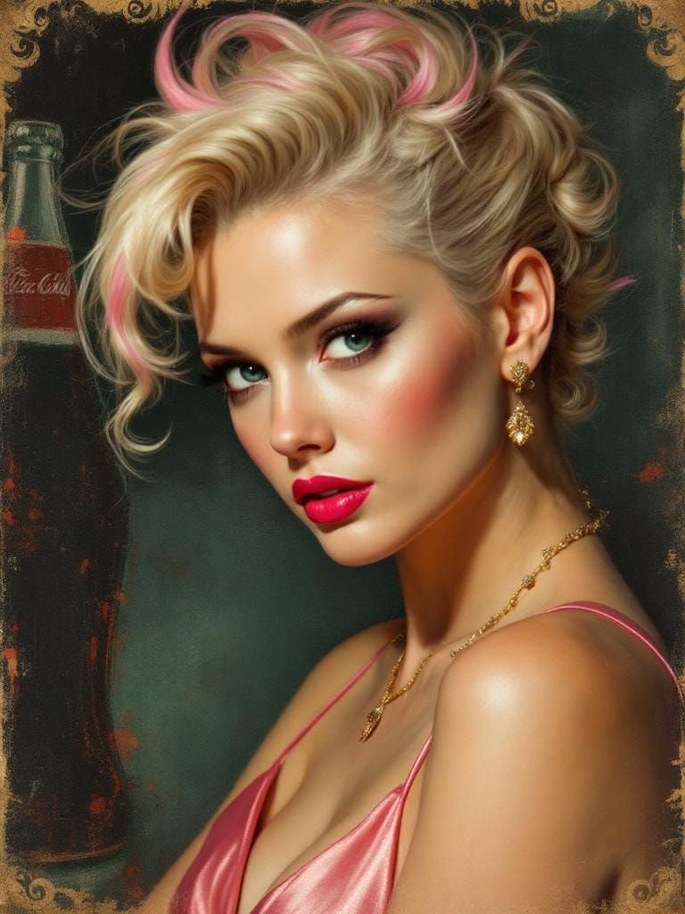 Punk Fashion in Baroque Lighting, Vintage Advertising Art