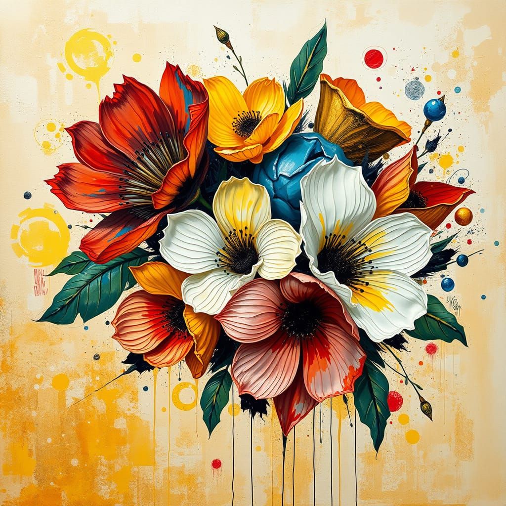 a vibrant, emotionally expressive flower spaceship in the st...