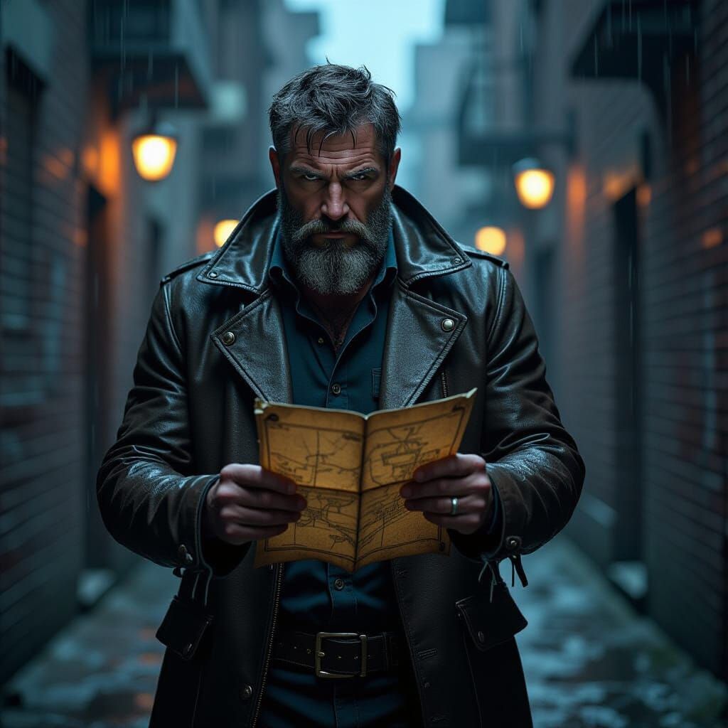 Noir Prisoner in Rain-Slicked Alleyway