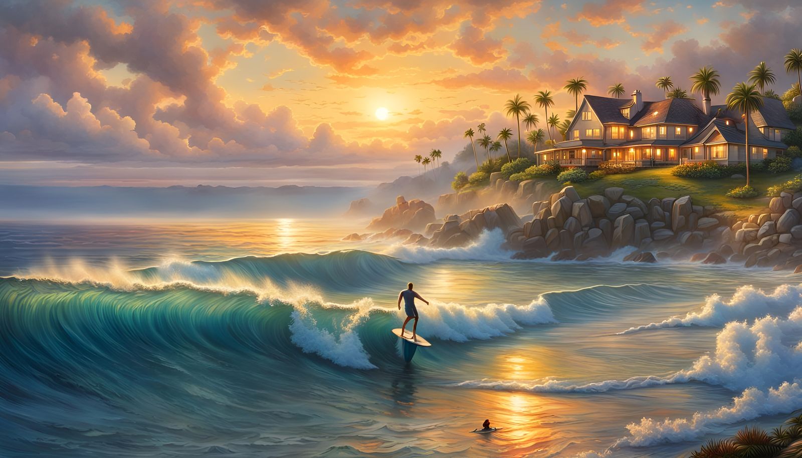 Golden Hour Seascape on Detailed Island