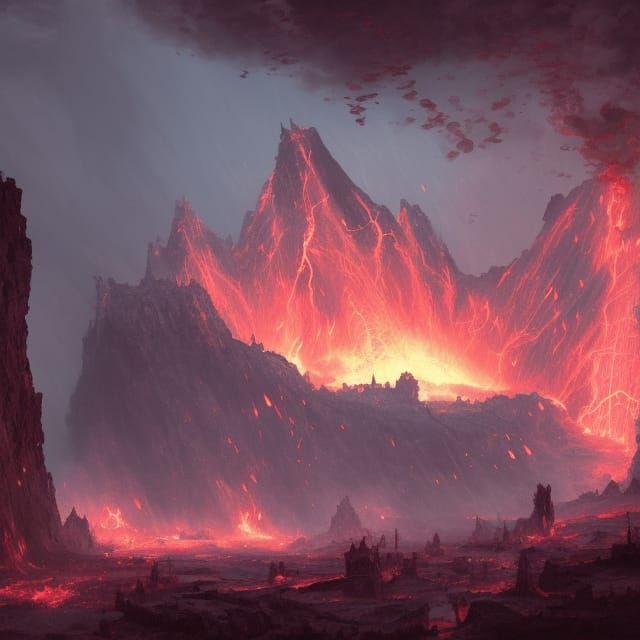 Demonic Fortress Carved into a Volcano
